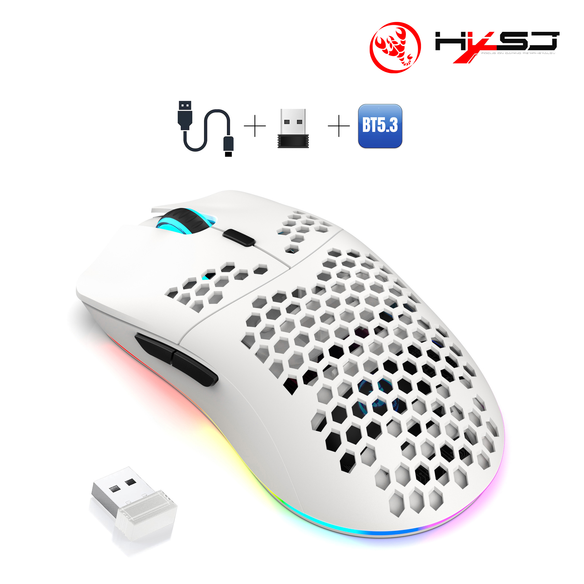 Desk Setup Programmer - HXSJ T66 3-mode 10000DPI gaming wireless