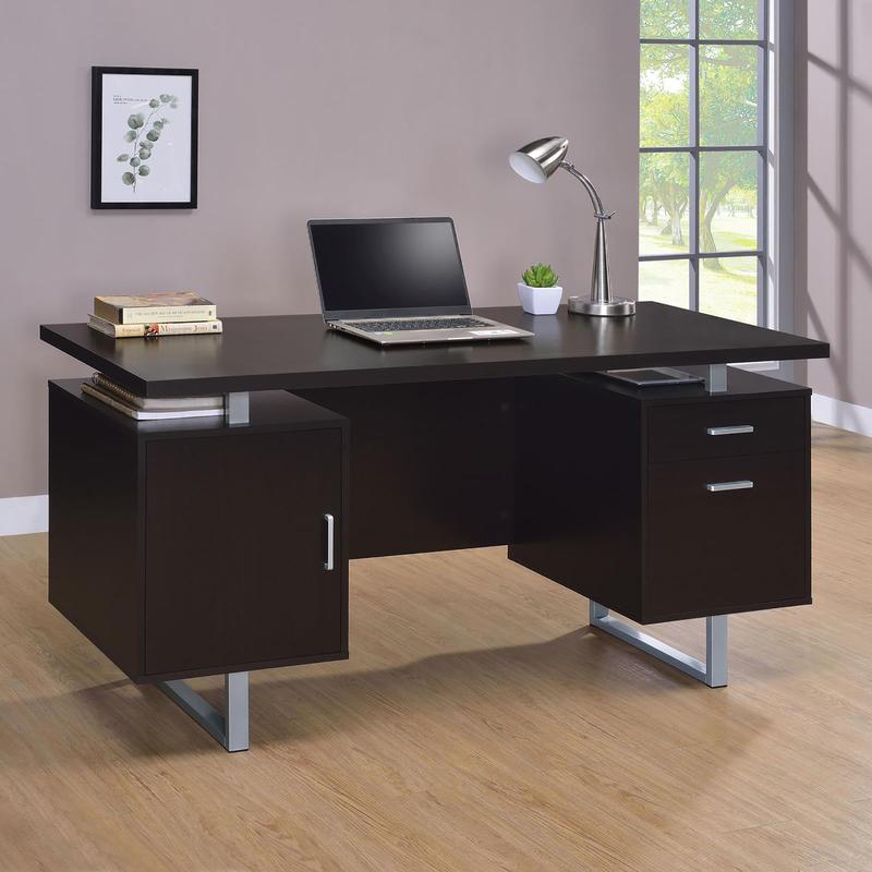 Work Desk Home Setup - Cappuccino Floating Top Office Desk with
