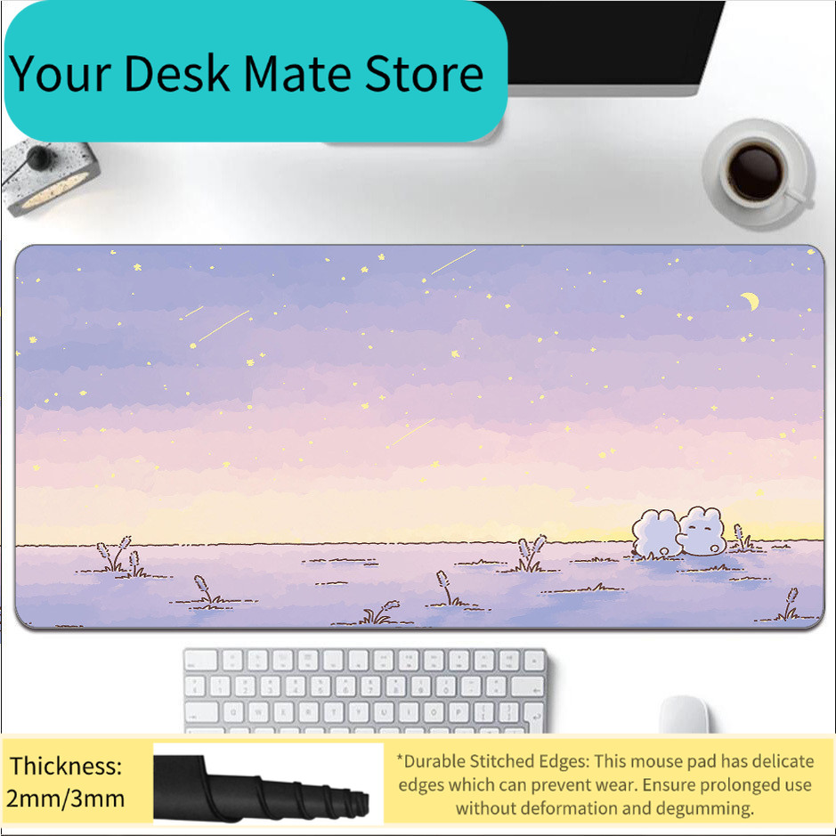 Desk Setup Accessories Aesthetic - Kawaii Mouse Pad Anime Sunset Purple