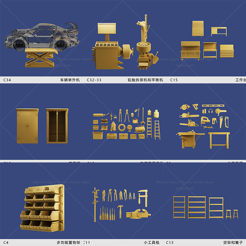 Desk Setup Editing - 1/64 Scale Miniature Scene Dolls Un-panited