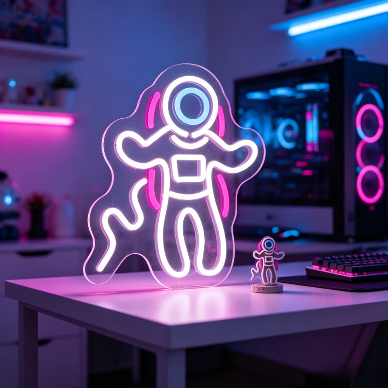 Desk Setup Accessories Aesthetic - Astronaut LED Neon Sign Spaceman Wall