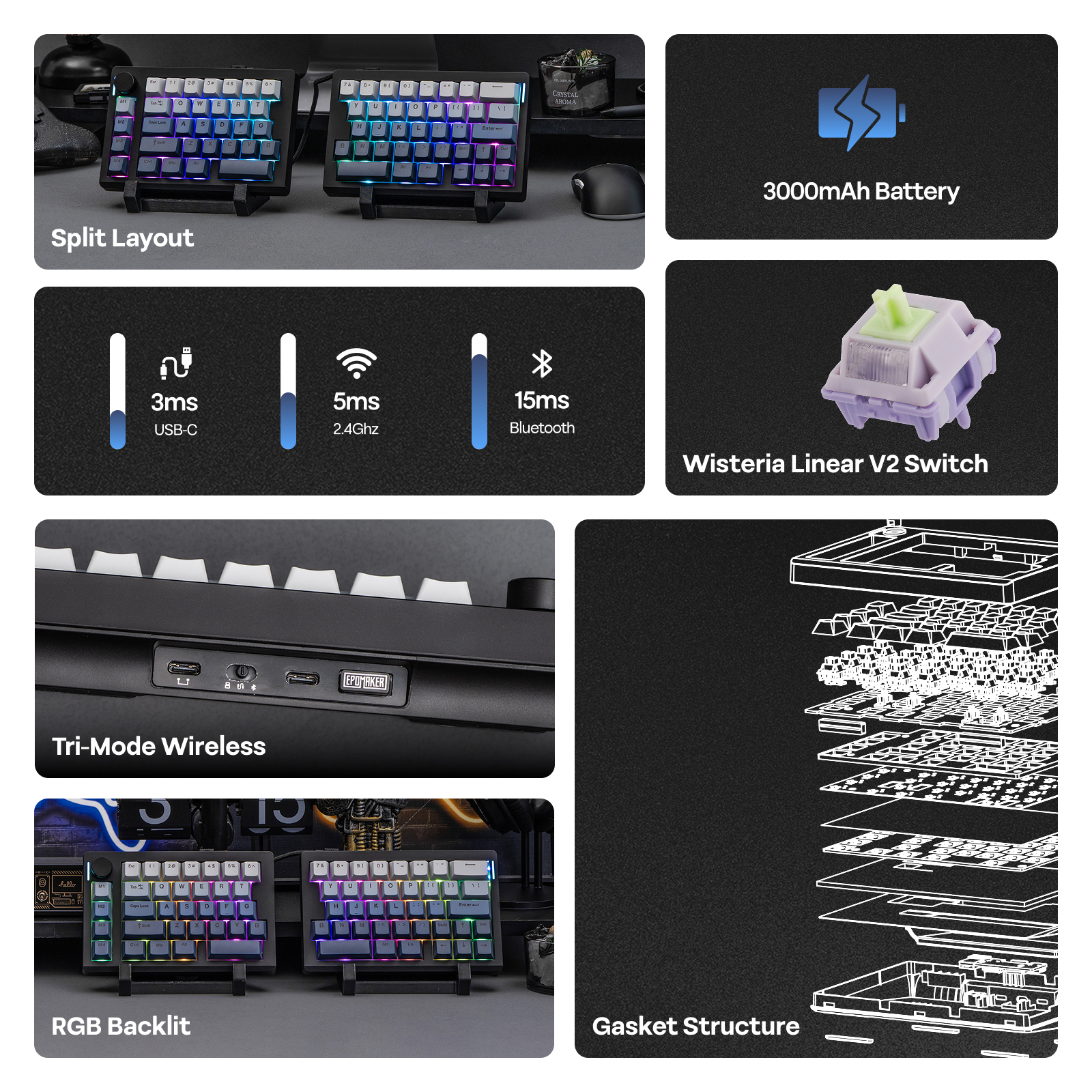 EPOMAKER Split70 QMK/VIA 70% S - Desk Setup Programmer บทวิจารณ์และราคา