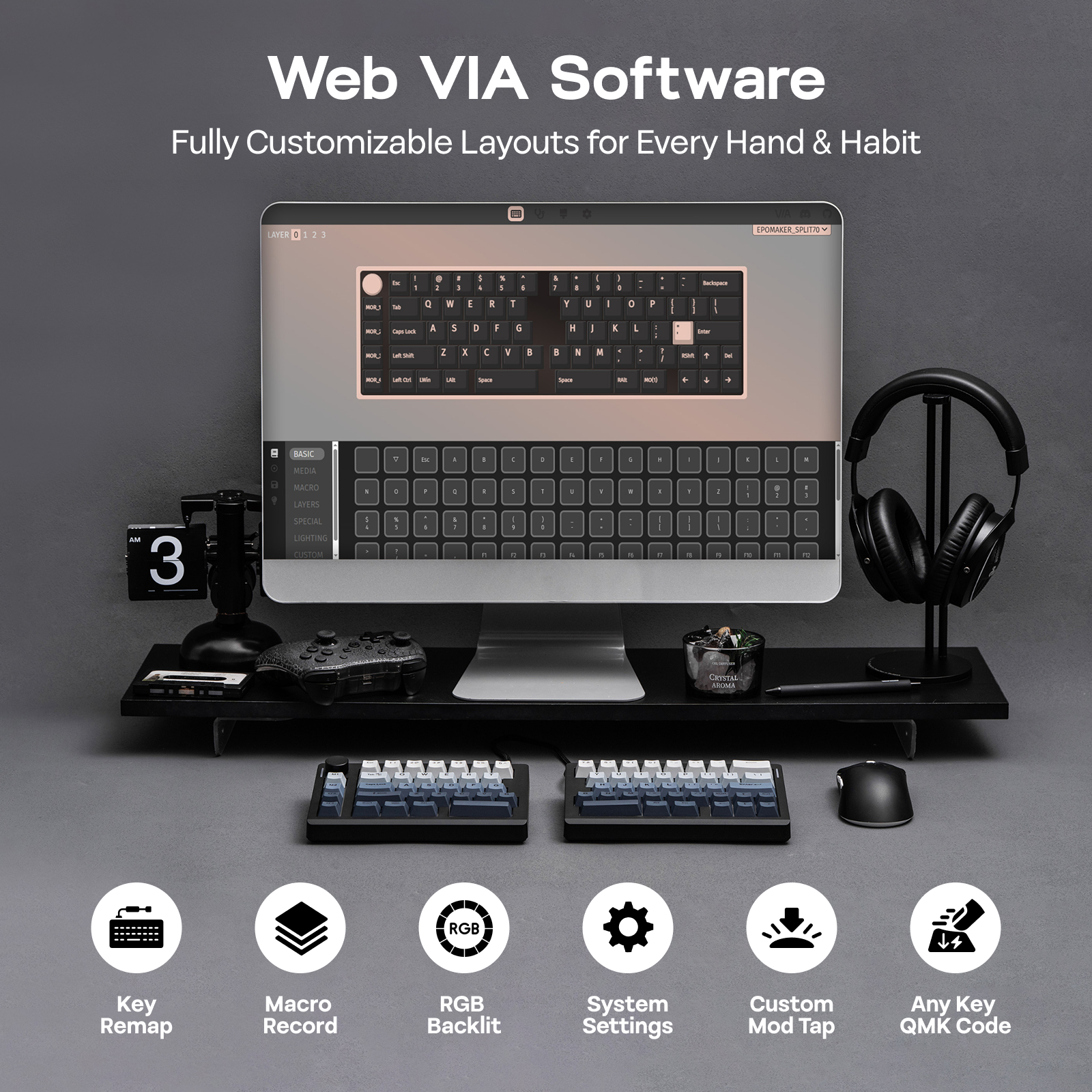 EPOMAKER Split70 QMK/VIA 70% S - Desk Setup Programmer บทวิจารณ์และราคา