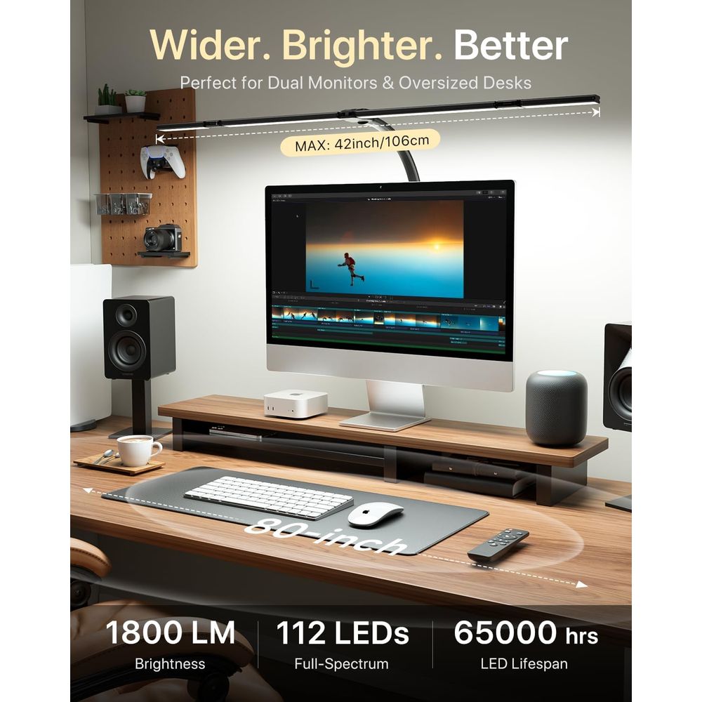 42-inch LED Desk Lamp with Adj - Dual Monitor Desk Setup บทวิจารณ์และราคา