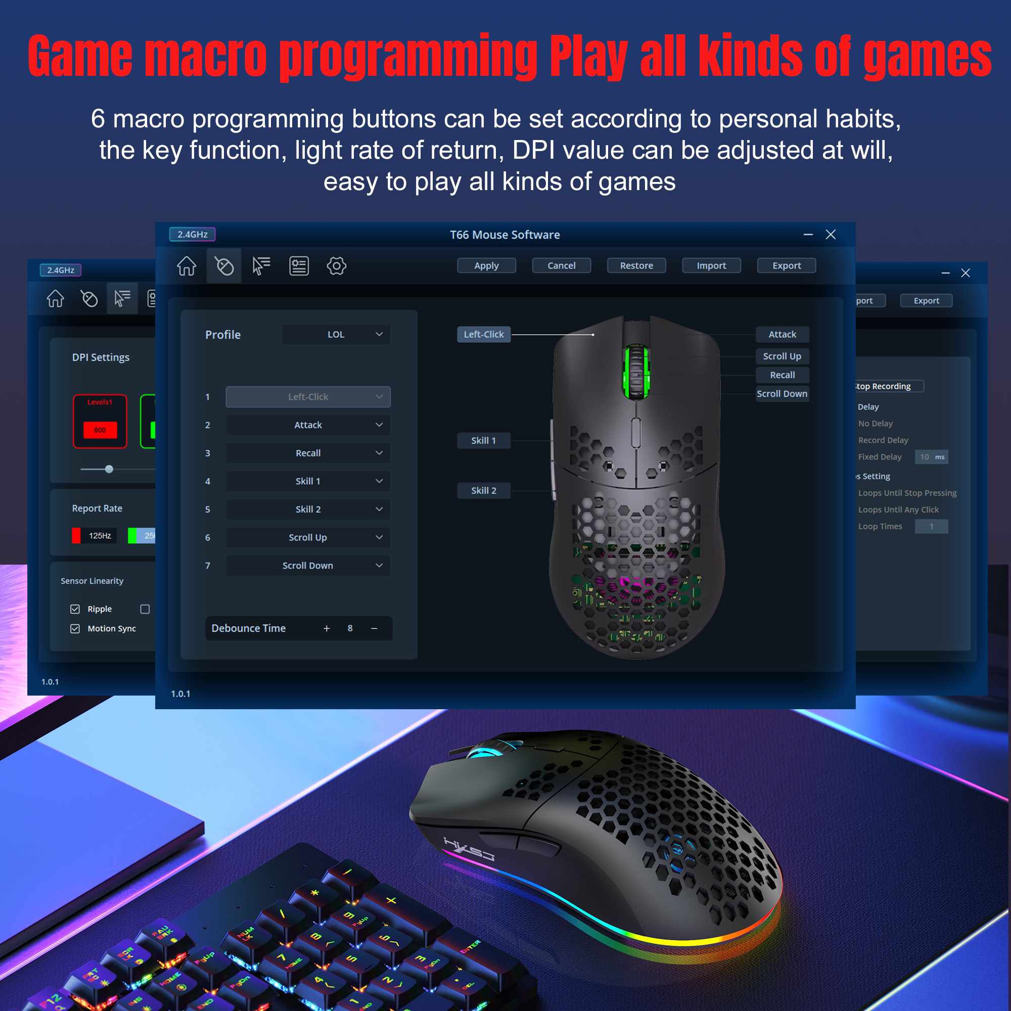 HXSJ T66 3-mode 10000DPI gamin - Desk Setup Programmer บทวิจารณ์และราคา