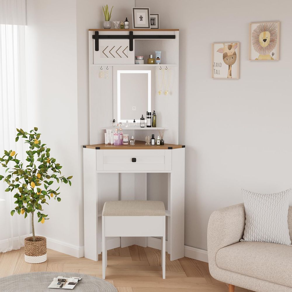 Small Vanity Desk Set with Lig - Desk Setup Small Space บทวิจารณ์และราคา