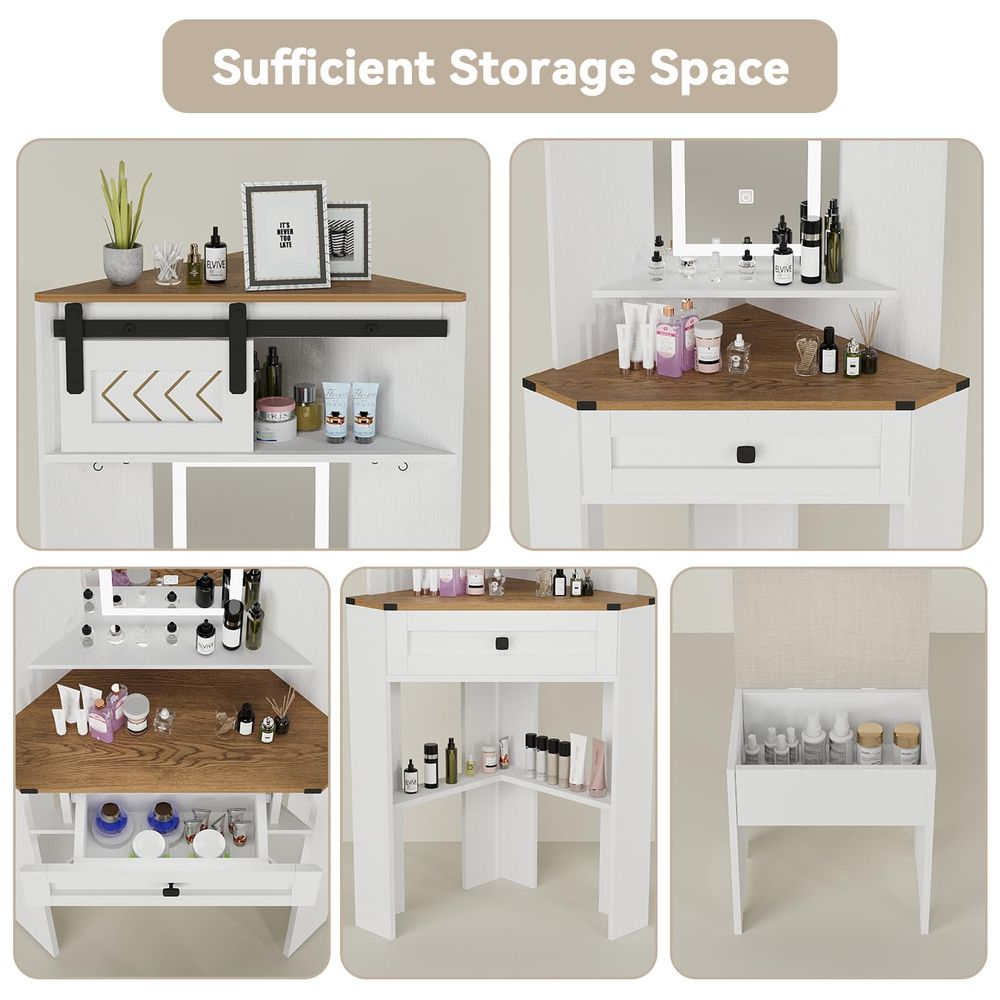 Small Vanity Desk Set with Lig - Desk Setup Small Space บทวิจารณ์และราคา