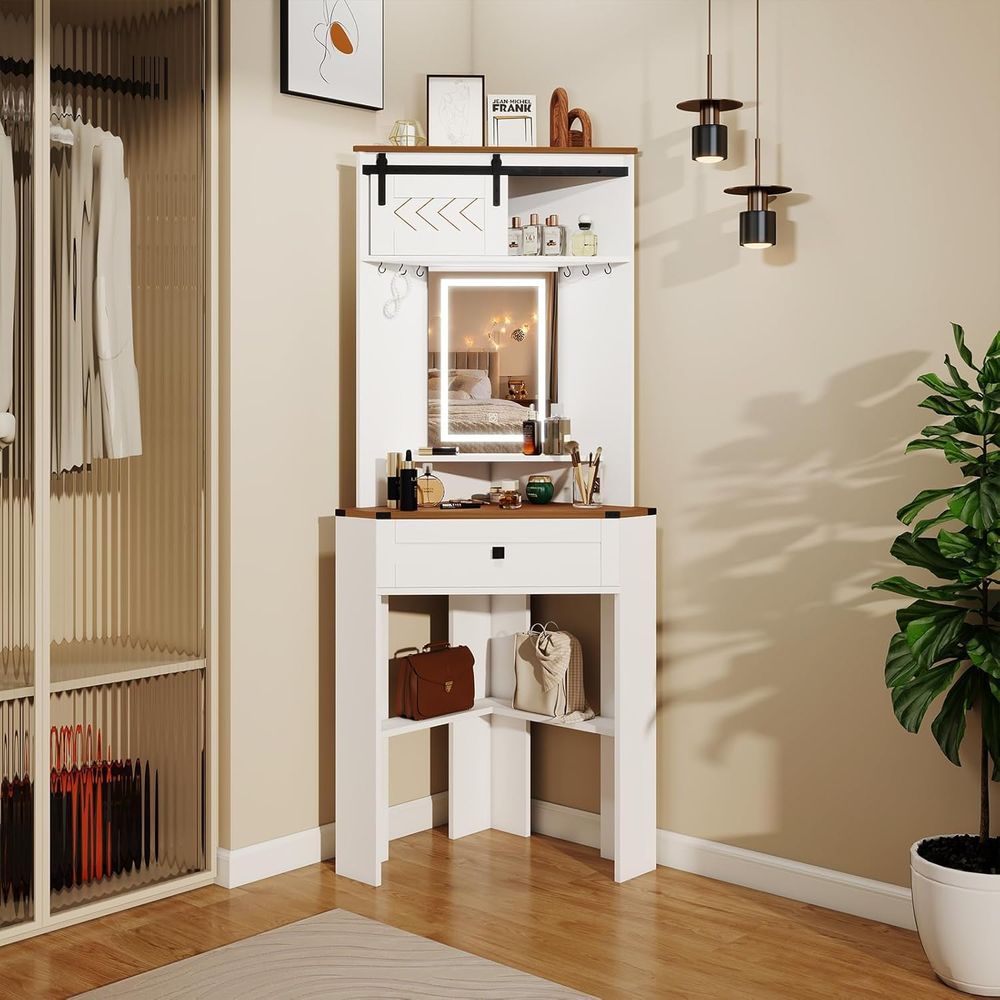 Small Vanity Desk Set with Lig - Desk Setup Small Space บทวิจารณ์และราคา