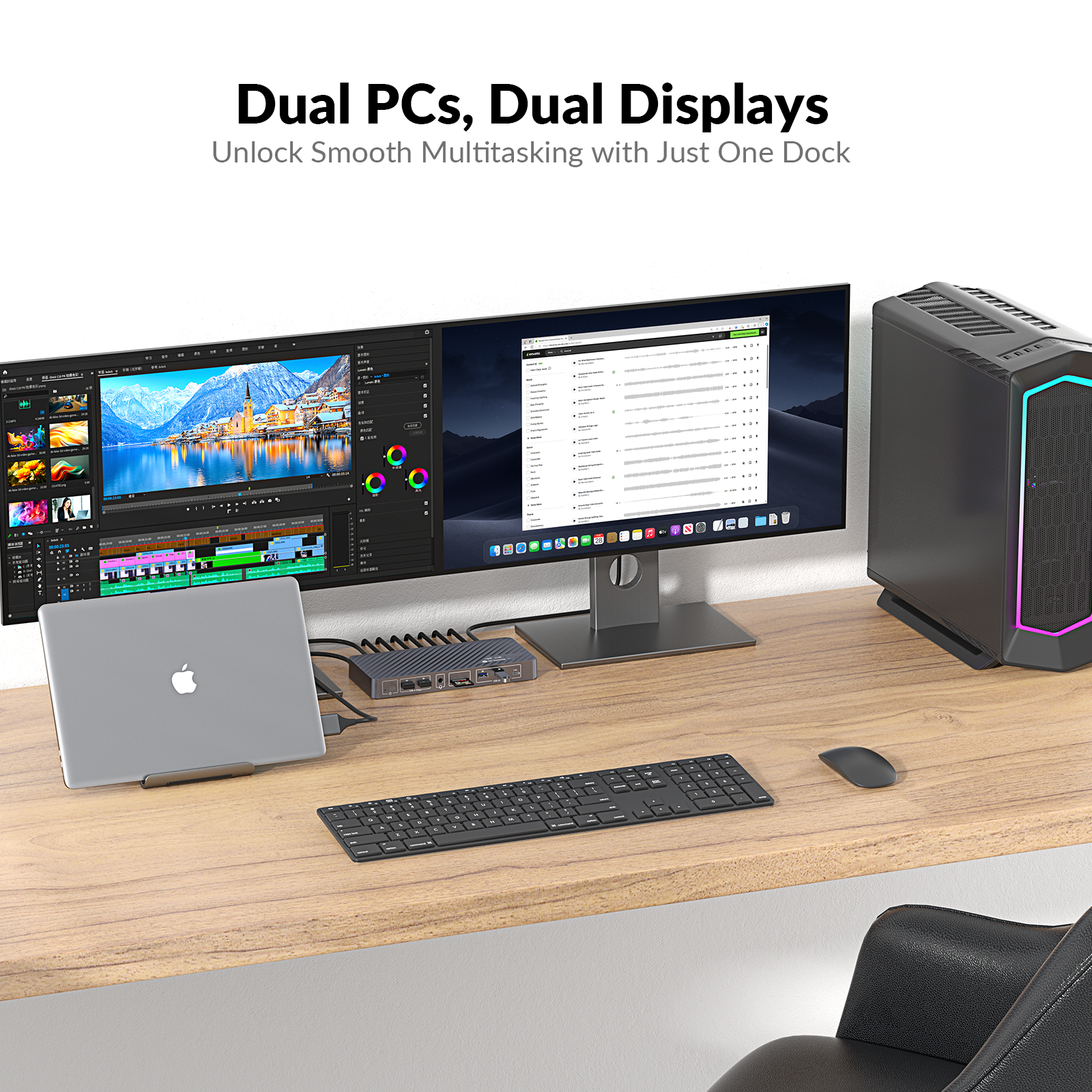USB-C Docking Station for MacB - Dual Monitor Desk Setup บทวิจารณ์และราคา