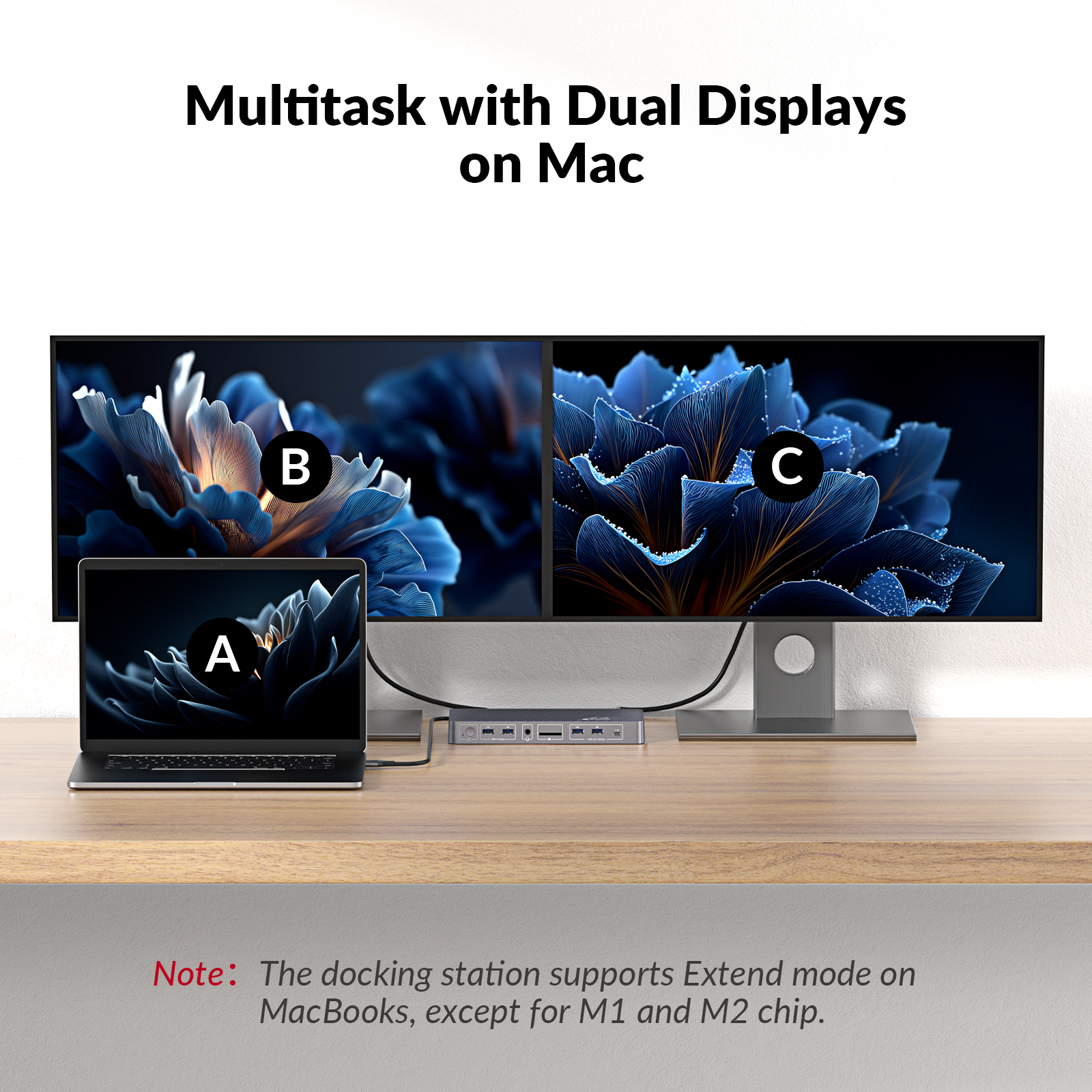 USB-C Docking Station for MacB - Dual Monitor Desk Setup บทวิจารณ์และราคา