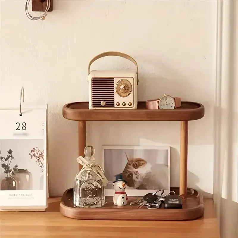 Hot Wooden Storage Shelf 2-Tie - Desk Setup Productivity บทวิจารณ์และราคา