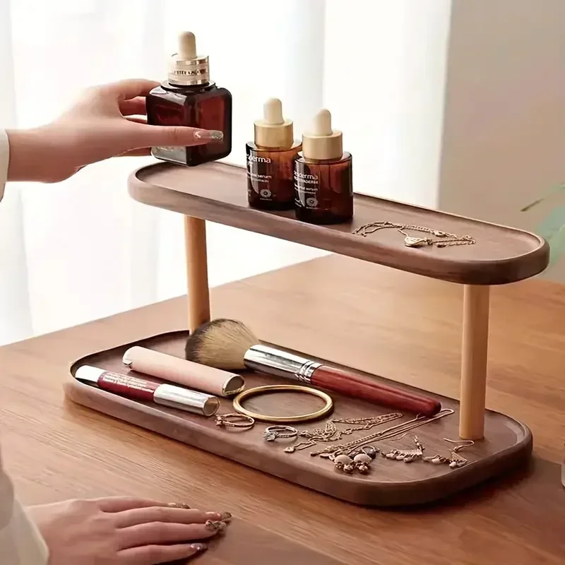 Hot Wooden Storage Shelf 2-Tie - Desk Setup Productivity บทวิจารณ์และราคา
