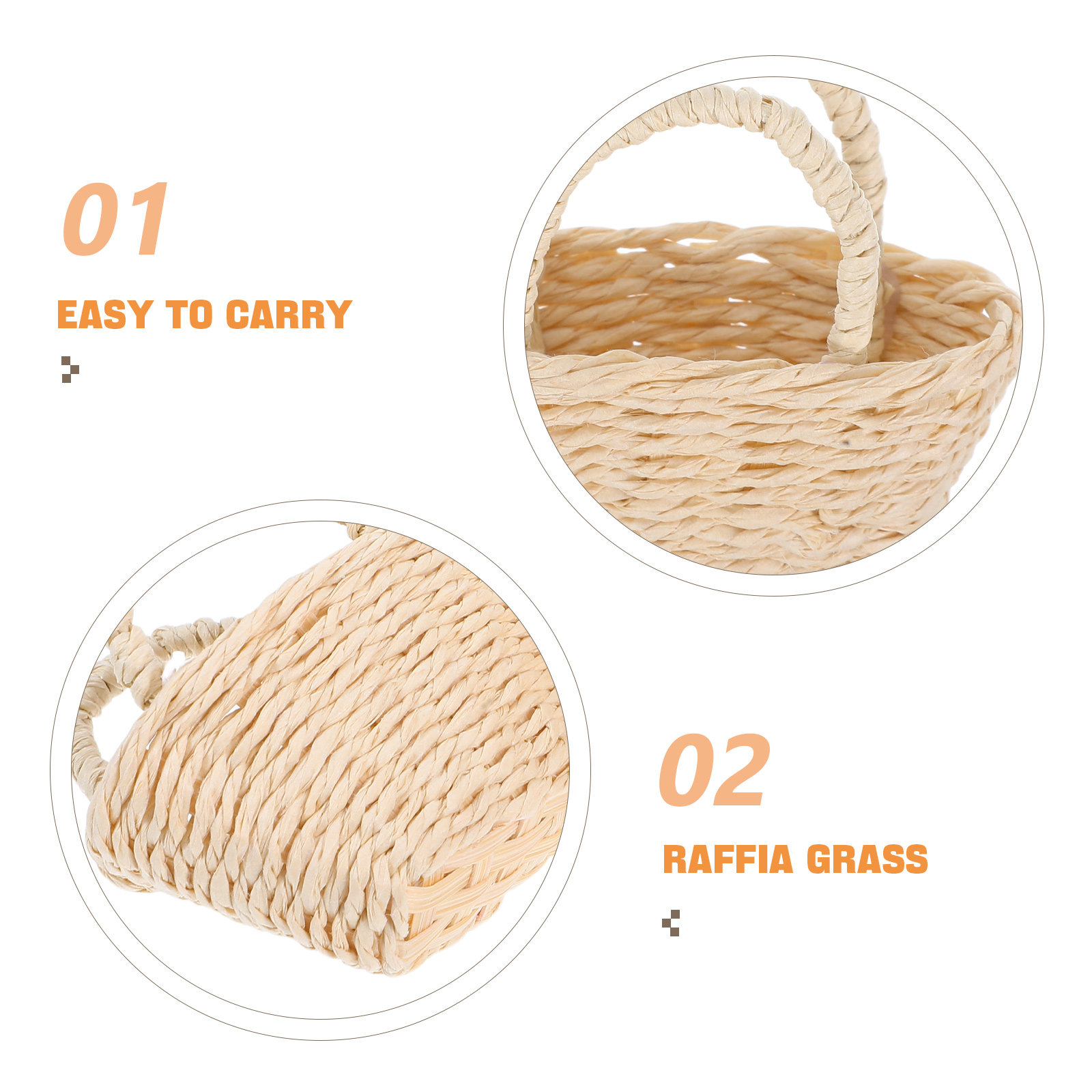 2Pcs Mini Raffia Handle Basket - Desk Setup Small Space บทวิจารณ์และราคา