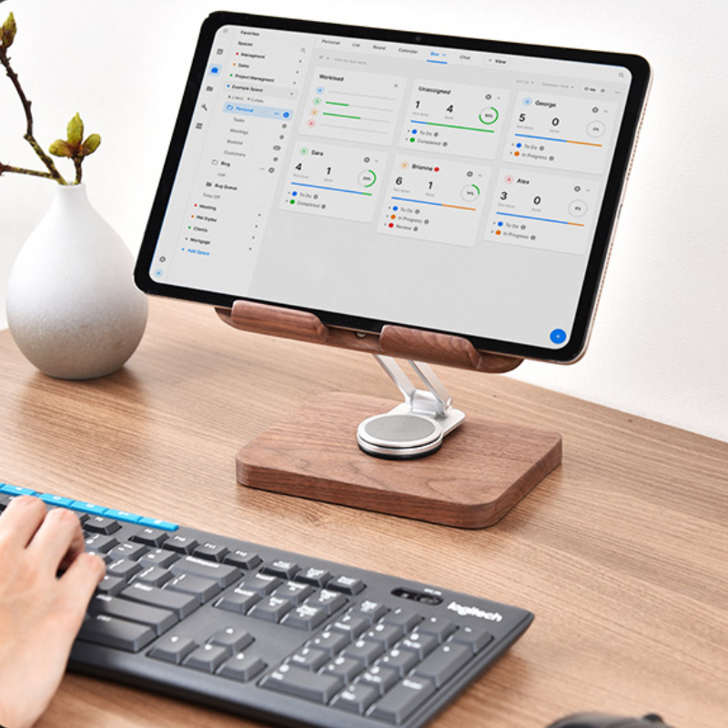Black Walnut iPad Stand with 3 - Desk Setup For Studying บทวิจารณ์และราคา