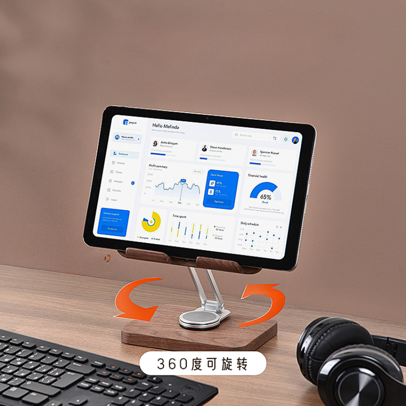 Black Walnut iPad Stand with 3 - Desk Setup For Studying บทวิจารณ์และราคา