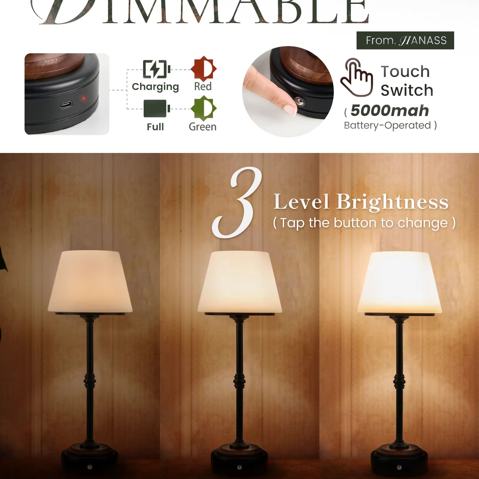 Cordless Table Lamps Set of  5 - Desk Setup Study บทวิจารณ์และราคา