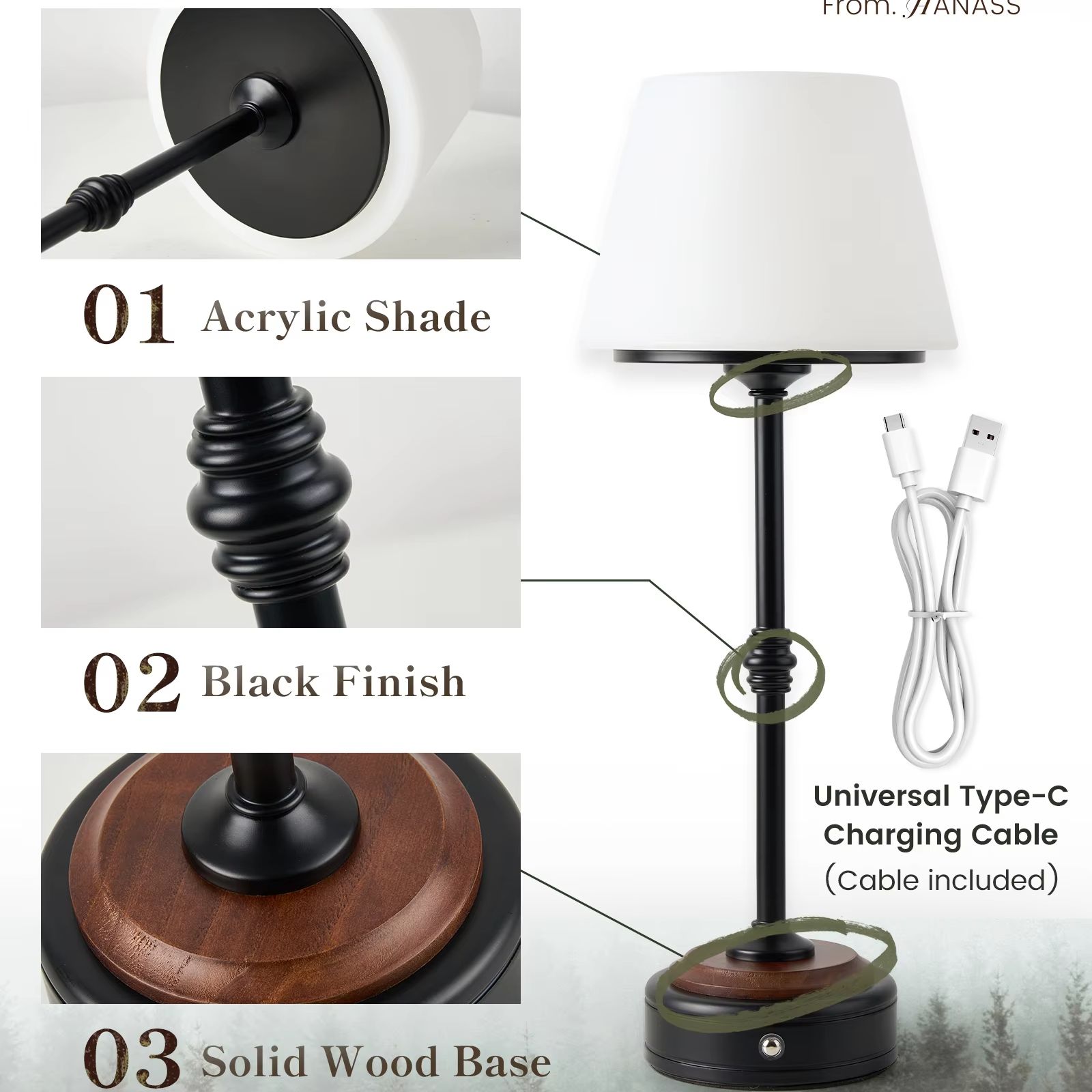 Cordless Table Lamps Set of  5 - Desk Setup Study บทวิจารณ์และราคา