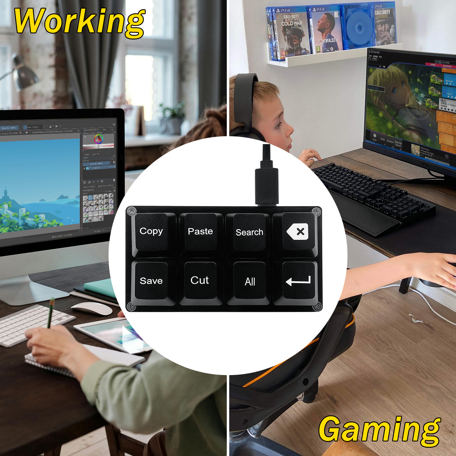 8 Keys Small Keypad Work Short - Desk Setup Programmer บทวิจารณ์และราคา