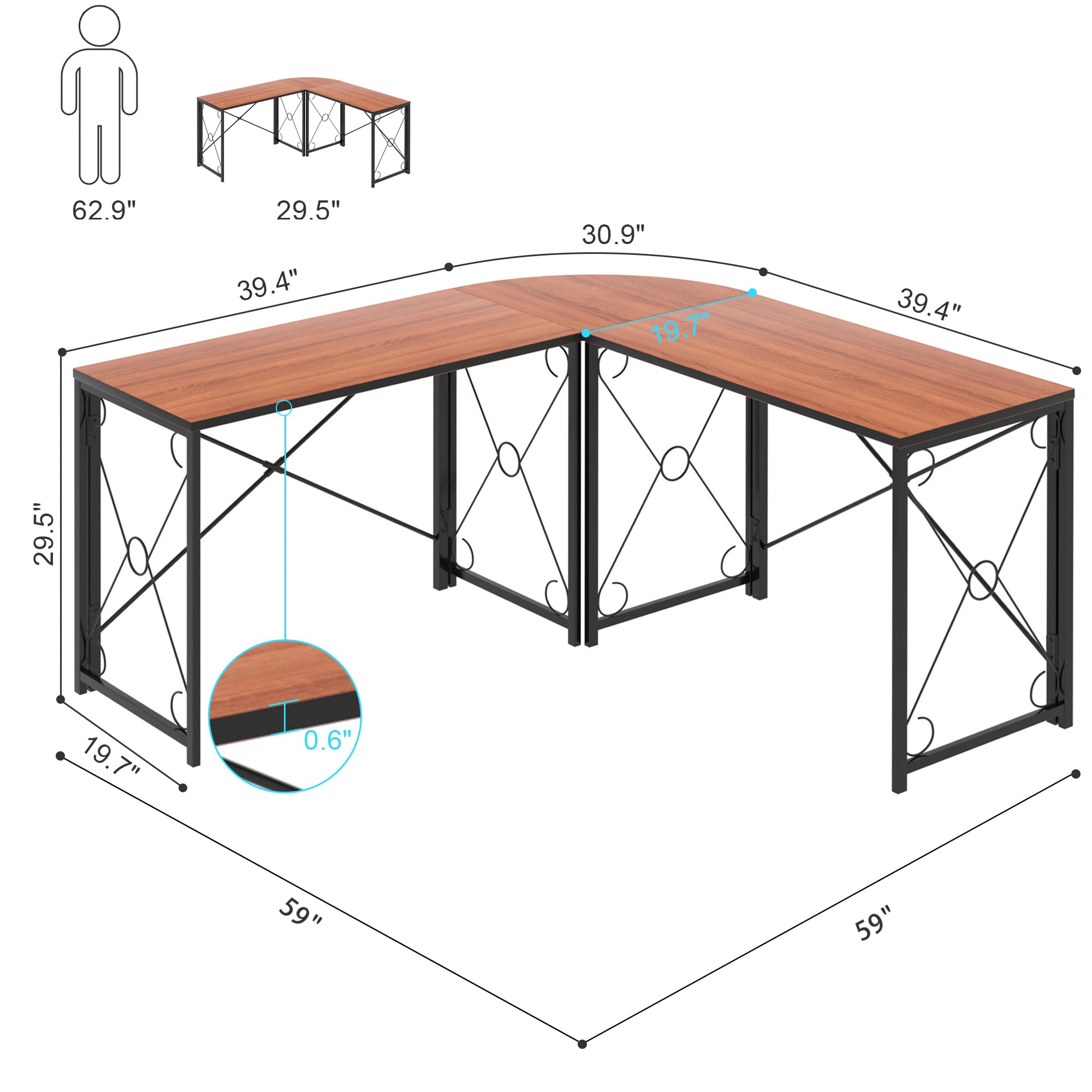 L-Shaped Computer Desk With Me - Dual Monitor Desk Setup บทวิจารณ์และราคา