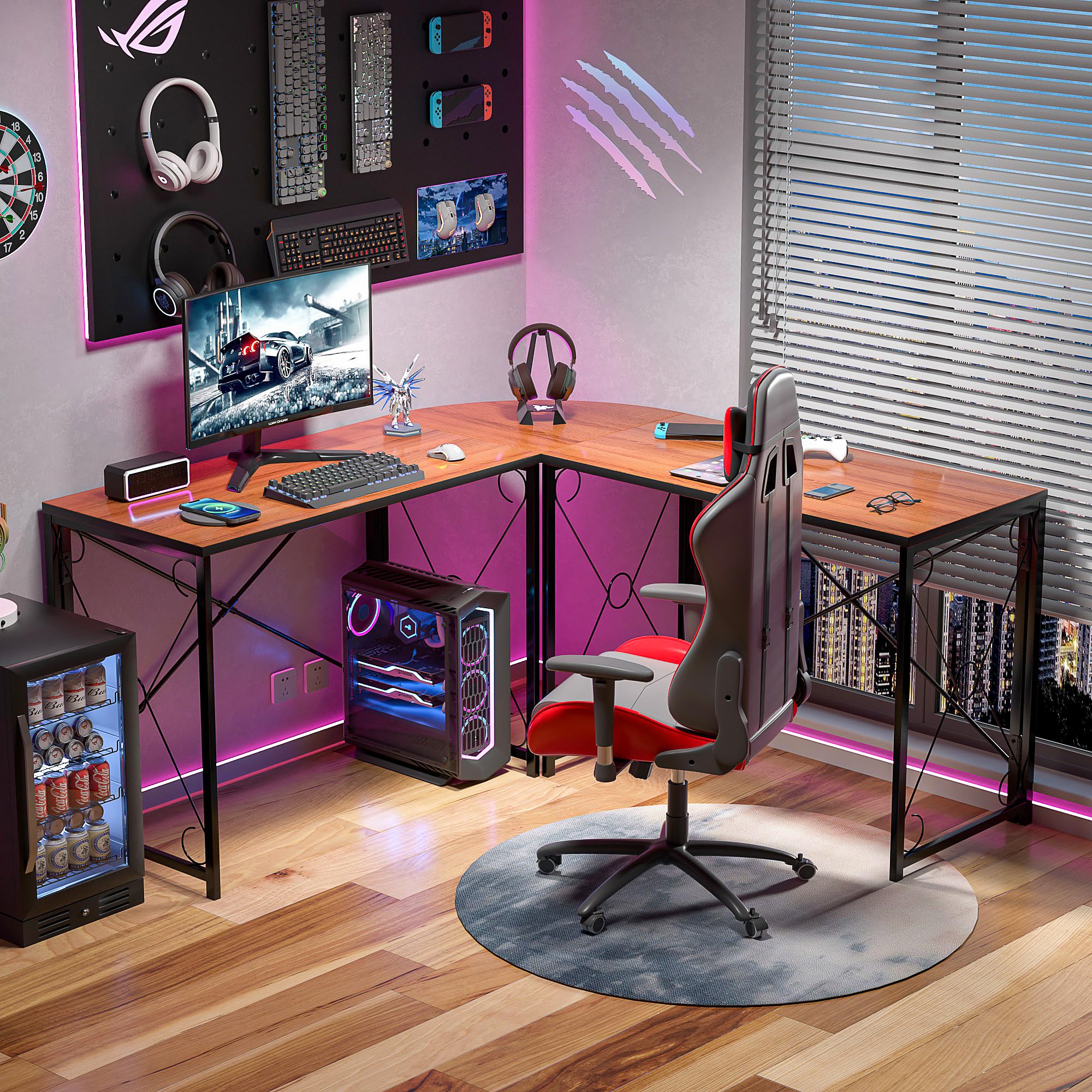 L-Shaped Computer Desk With Me - Dual Monitor Desk Setup บทวิจารณ์และราคา