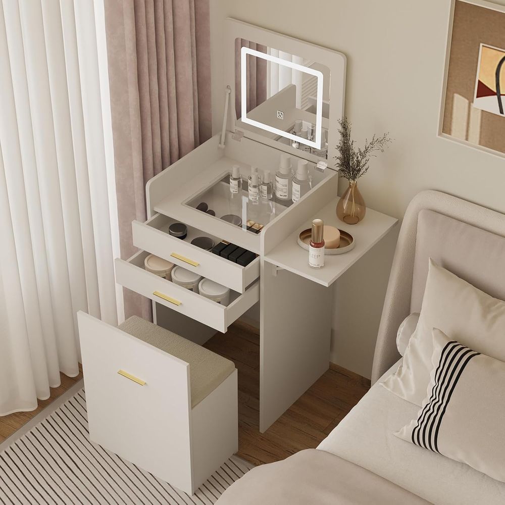 3-in-1 Vanity Desk Set, Flip-t - Desk Setup Small Space บทวิจารณ์และราคา
