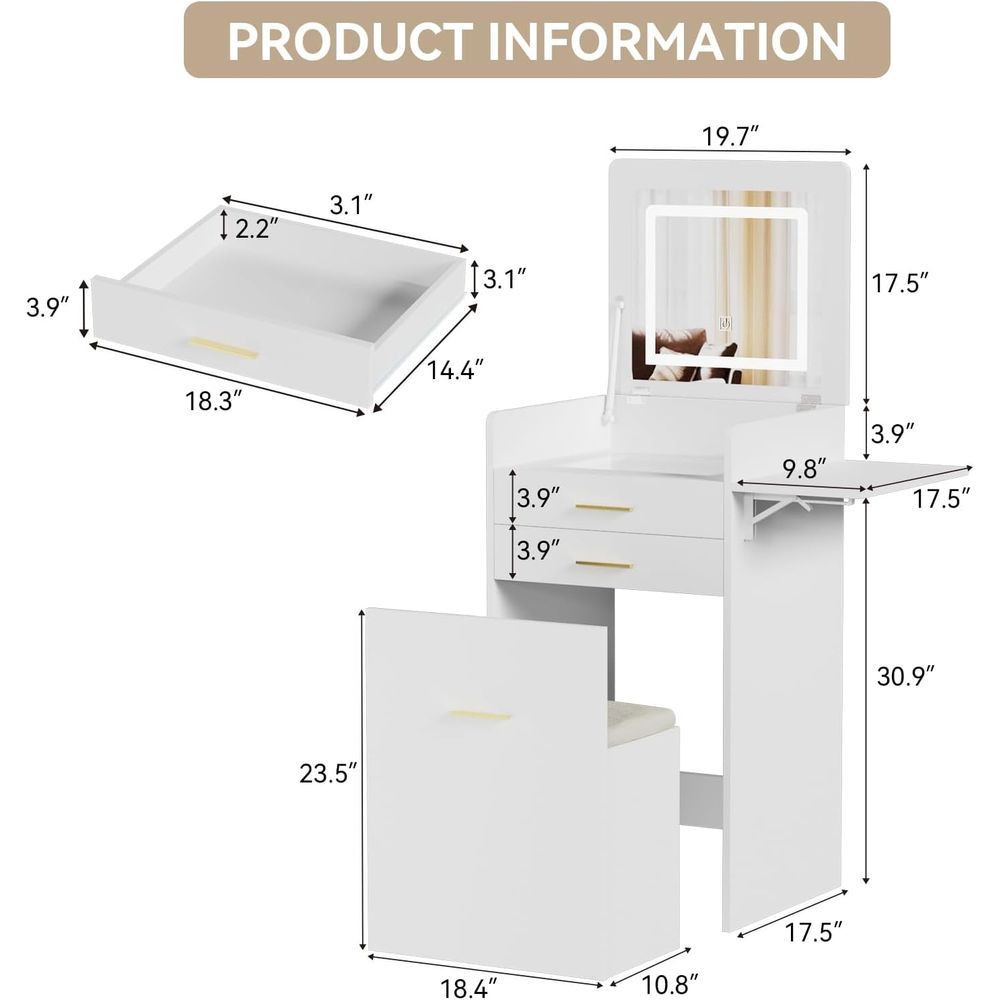 3-in-1 Vanity Desk Set, Flip-t - Desk Setup Small Space บทวิจารณ์และราคา
