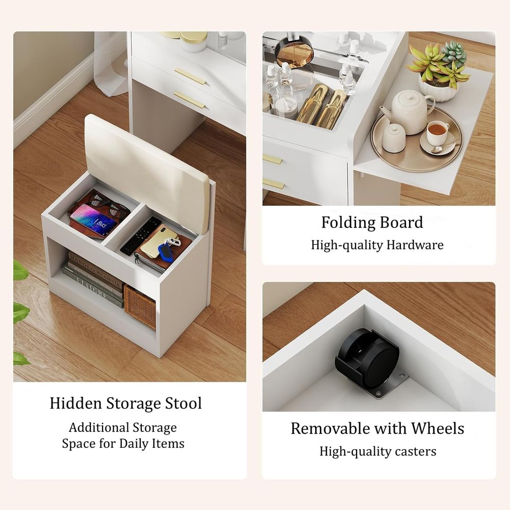 3-in-1 Vanity Desk Set, Flip-t - Desk Setup Small Space บทวิจารณ์และราคา