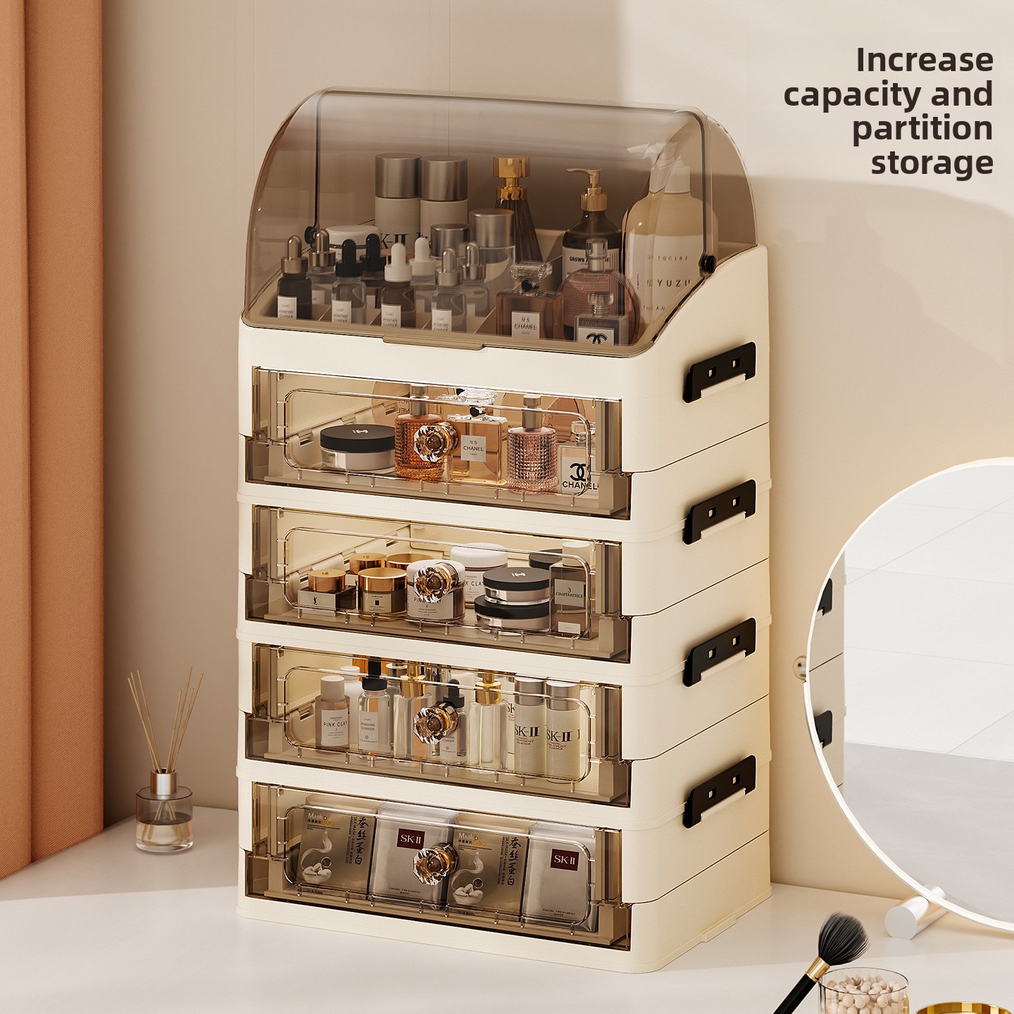 Luxury covered cosmetics stora - Desk Setup Productivity บทวิจารณ์และราคา
