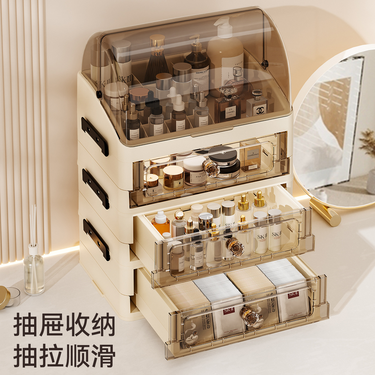 Luxury covered cosmetics stora - Desk Setup Productivity บทวิจารณ์และราคา
