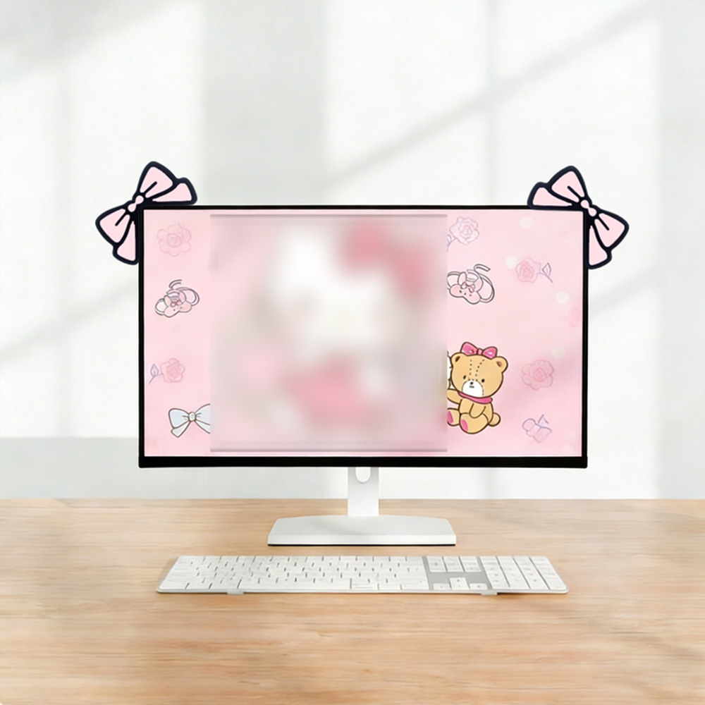 Cute Pink Bow Monitor Decor Ka - Desk Setup Accessories Aesthetic บทวิจารณ์และราคา