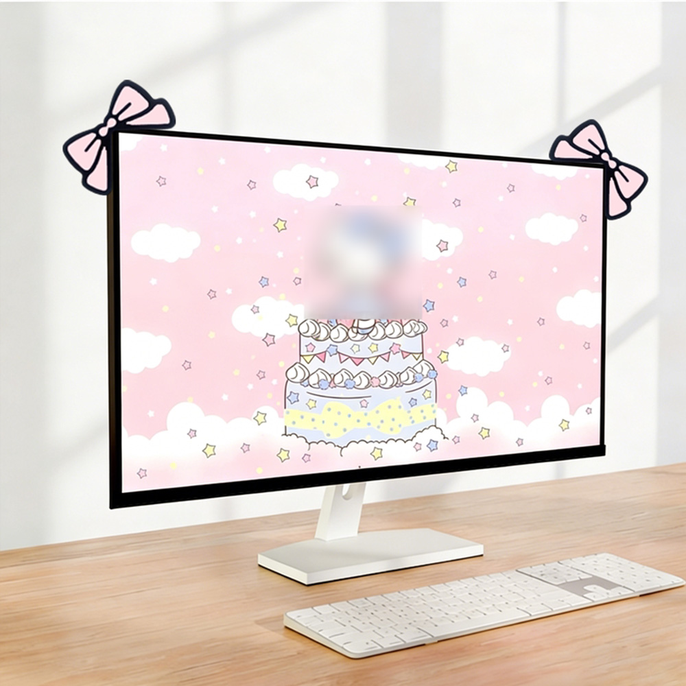 Cute Pink Bow Monitor Decor Ka - Desk Setup Accessories Aesthetic บทวิจารณ์และราคา