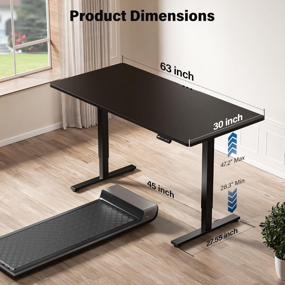 Large 63x30 Electric Adjustabl - Dual Monitor Desk Setup บทวิจารณ์และราคา