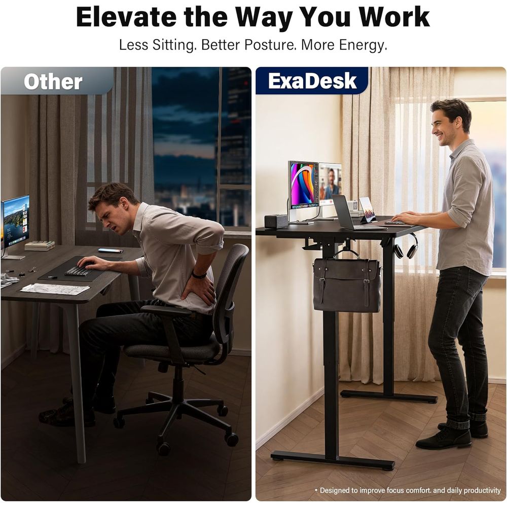 Large 63x30 Electric Adjustabl - Dual Monitor Desk Setup บทวิจารณ์และราคา