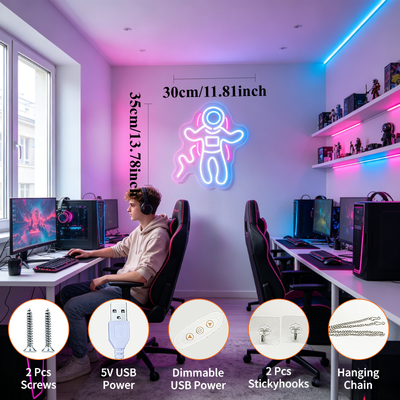Astronaut LED Neon Sign Spacem - Desk Setup Accessories Aesthetic บทวิจารณ์และราคา