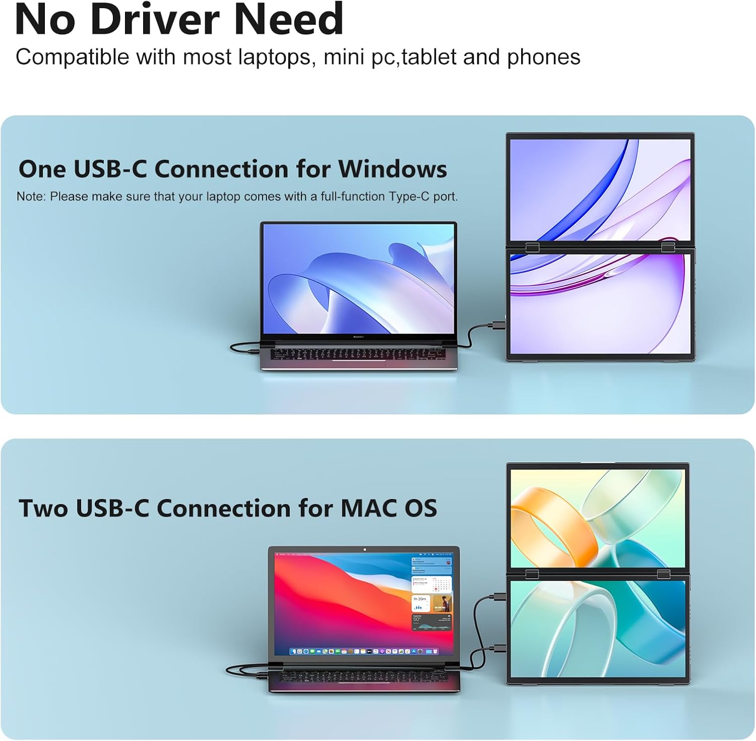 14‘’ Dual Portable Monitor Sta - Dual Monitor Desk Setup บทวิจารณ์และราคา