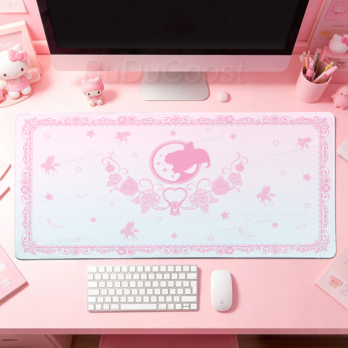 Kawaii Anime Girls Pink Mouse  - Desk Setup Accessories Aesthetic บทวิจารณ์และราคา