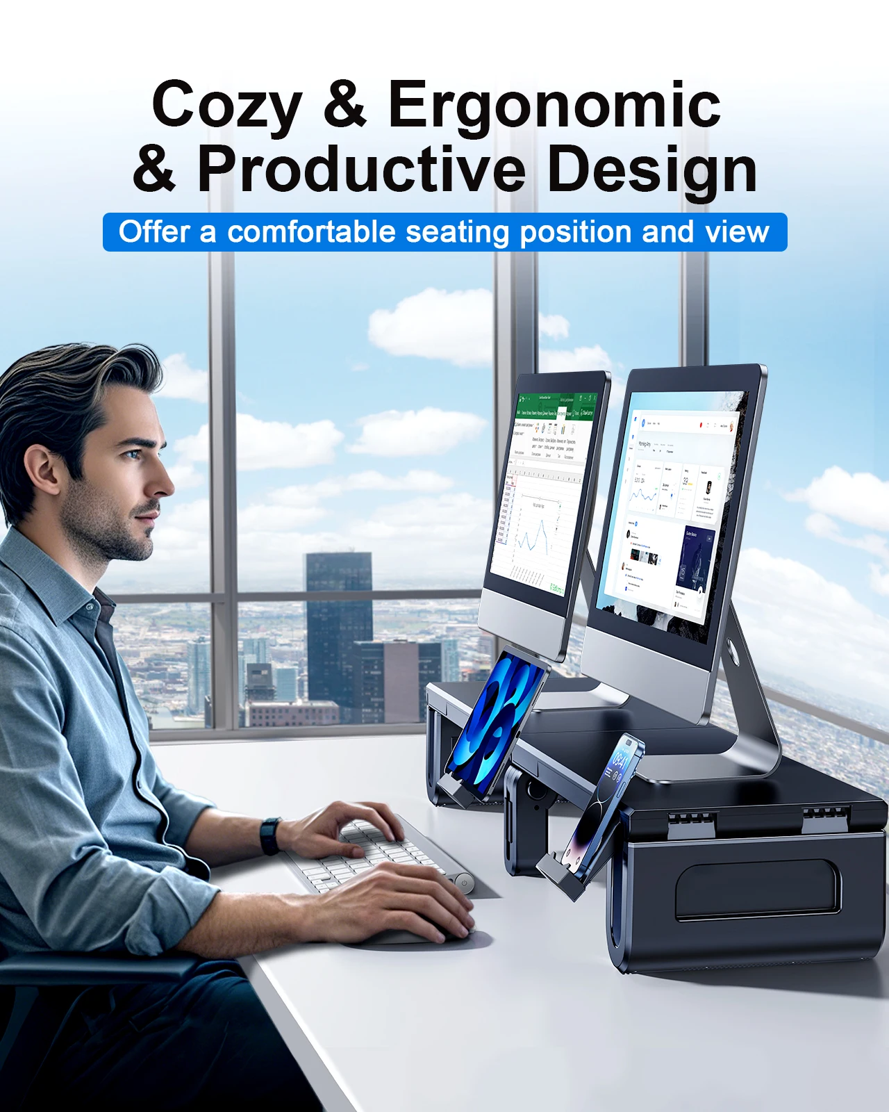 Oatsbasf Dual Monitor Stand Ri - Dual Monitor Desk Setup บทวิจารณ์และราคา
