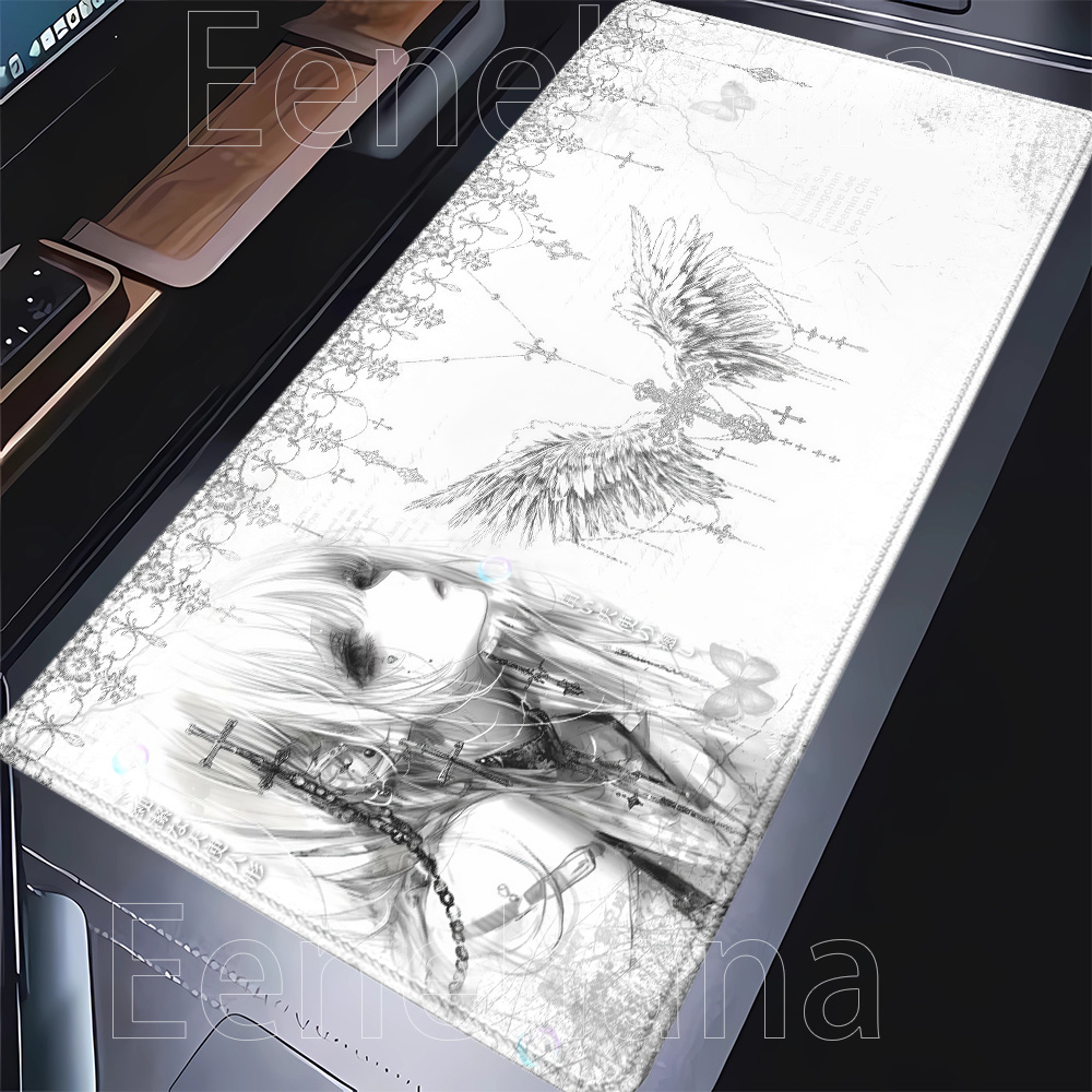 Mousepad Black White Anime Aes - Desk Setup Accessories Aesthetic บทวิจารณ์และราคา