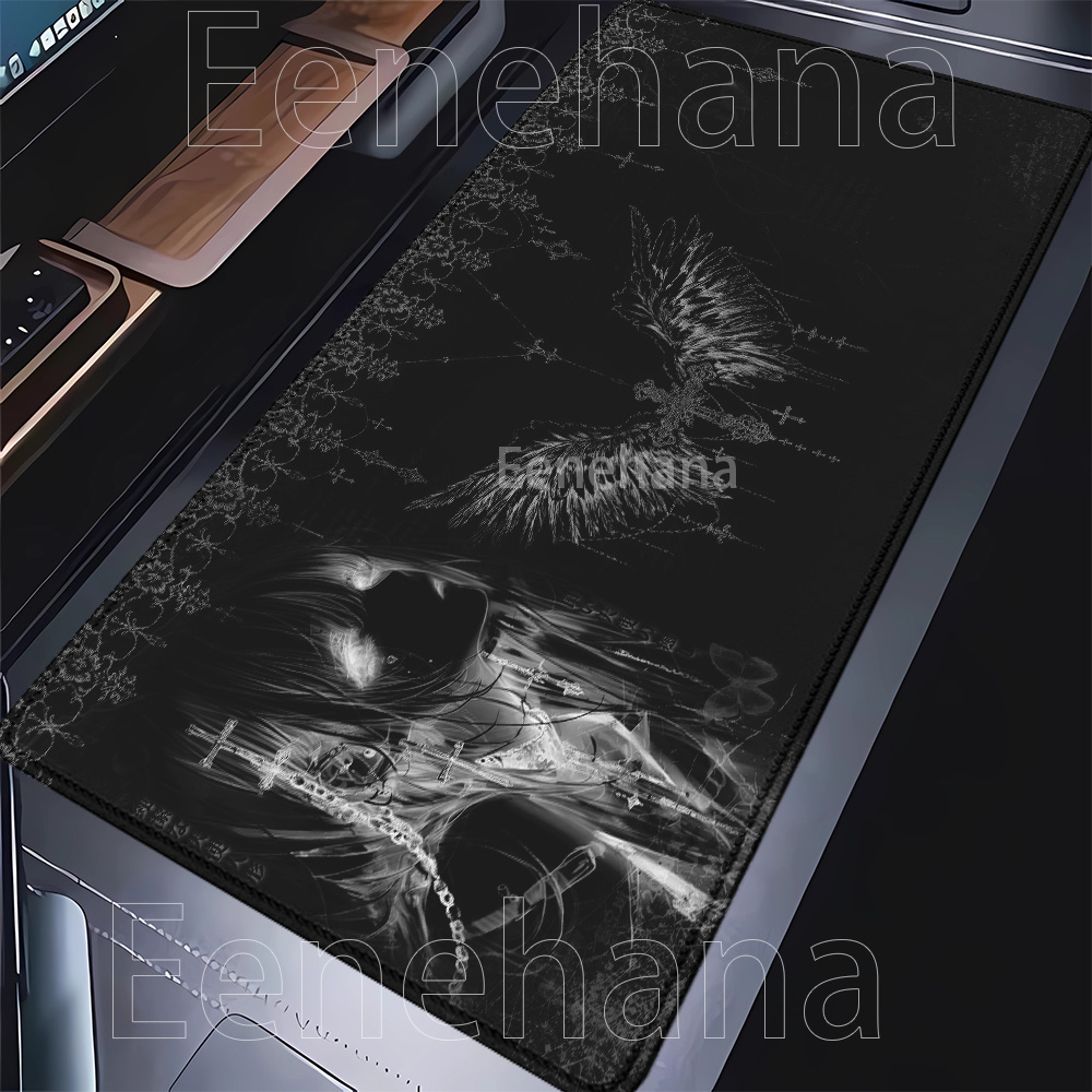 Mousepad Black White Anime Aes - Desk Setup Accessories Aesthetic บทวิจารณ์และราคา